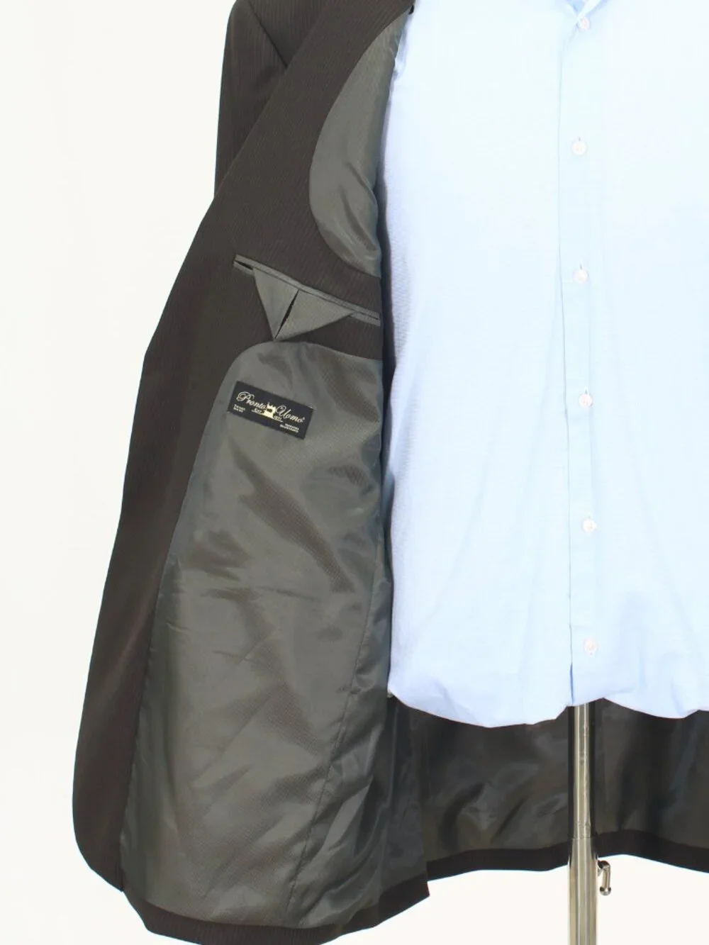 Pronto Uomo 48L 42x30 Brown Full Suit 2-Button Stripe R936